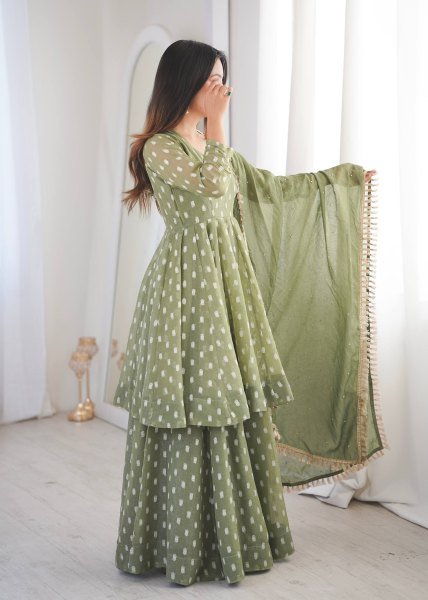 Vibrant Green Sharara Set with Dupatta for Wedding and Party Wear Ready To Wear Collection
