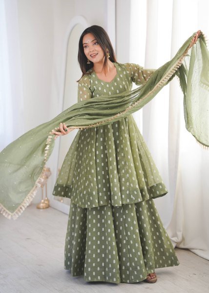 Vibrant Green Sharara Set with Dupatta for Wedding and Party Wear Ready To Wear Collection