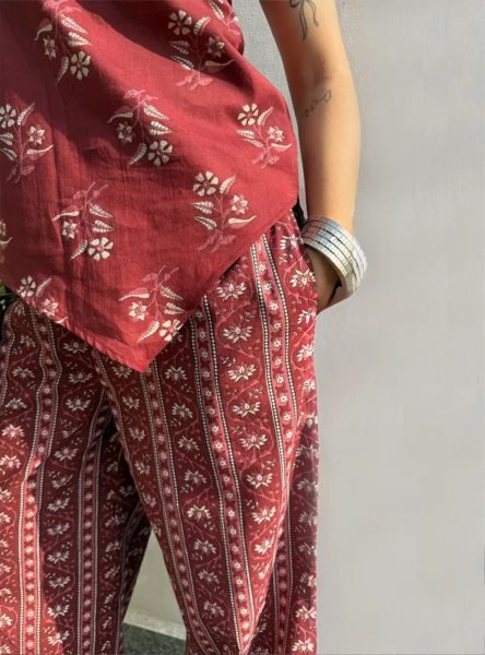 Vibrant Maroon Comfortable Printed Co Ord Set for Everyday Fashion CO ORD Sets