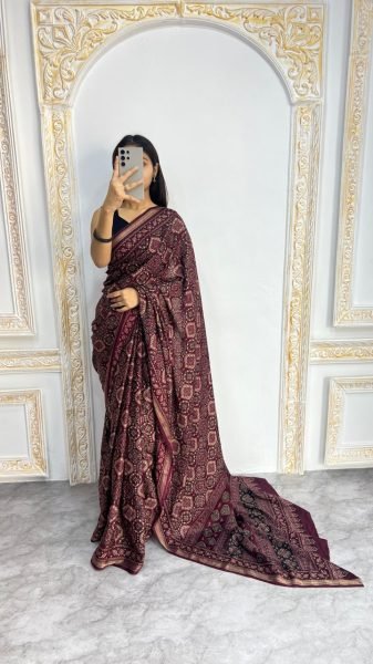 Vibrant Maroon Mal Cotton Saree with Ethnic Print and Soft Texture Printed Cotton Sarees Wholesale