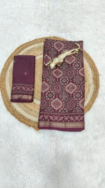 Vibrant Maroon Mal Cotton Saree with Ethnic Print and Soft Texture Printed Cotton Sarees Wholesale