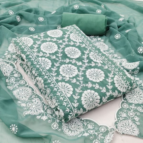 Vibrant Mint Green Budget Friendly Ethnic Dress Material for Women Color Set Matching Dress Material Wholesale