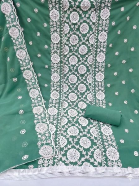 Vibrant Mint Green Budget Friendly Ethnic Dress Material for Women Color Set Matching Dress Material Wholesale