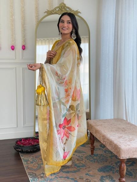 Vibrant Mustard Yellow Viscose Embroidered Kurta Set with Silk Jacquard Dupatta At Wholesale Price   Straight Cut Long Kurtis