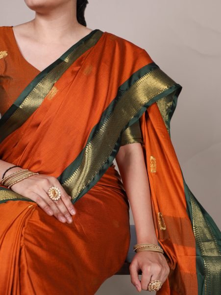 Vibrant Orange Cotton Silk Saree with Paithani Pallu Festive Special  Silk Sarees Wholesale