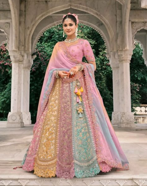 Vibrant Pastel Multi Bridal Lehenga With Embroidery For Wedding  Bridal Lehenga Choli