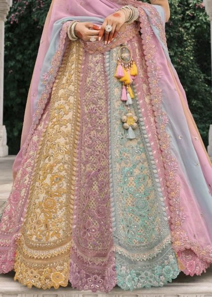 Vibrant Pastel Multi Bridal Lehenga With Embroidery For Wedding  Bridal Lehenga Choli