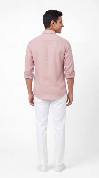 Vibrant Pink Elegant Men Linen Shirt for Weddings and Special Occasions Mens Shirt