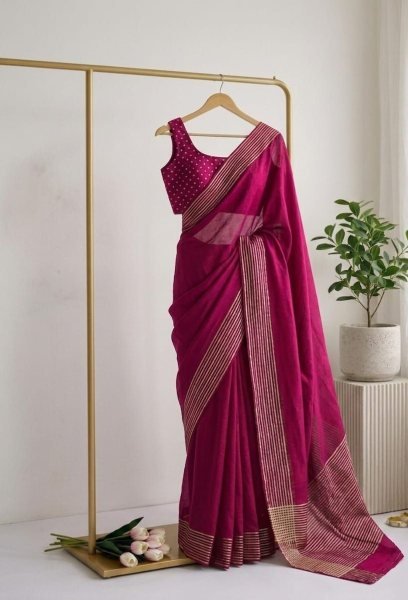 Vibrant Pink Latest Designer Silk Saree with Rich Traditional Appeal Silk Sarees Wholesale