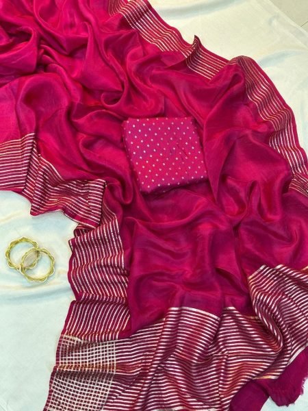 Vibrant Pink Latest Designer Silk Saree with Rich Traditional Appeal Silk Sarees Wholesale