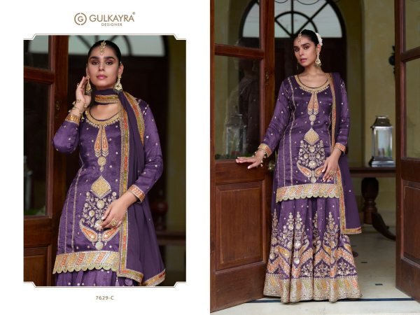 Vibrant Purple Stylish Simmer Silk Outfit for Wedding and Reception Wear Designer Plazzo Salwar Suits Wholesale