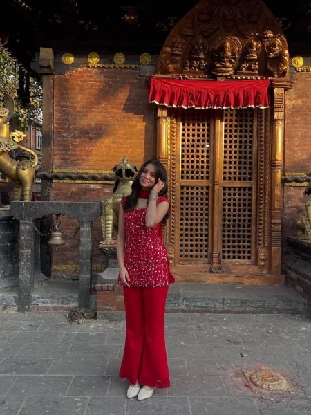 Vibrant Red Embroidered Kurti with Bootcut Pant   Dupatta Set For Party Wear Ready To Wear Collection