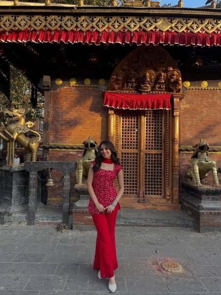 Vibrant Red Embroidered Kurti with Bootcut Pant   Dupatta Set For Party Wear Ready To Wear Collection