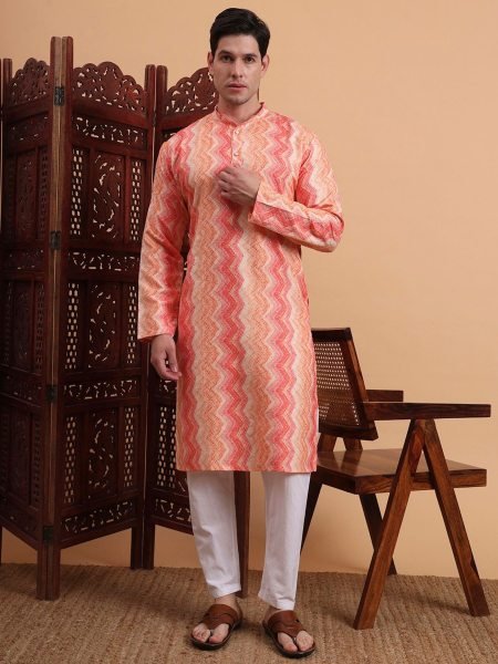 Heritage Print Cotton Kurta Classic Wedding Guest Look in Pure Comfort