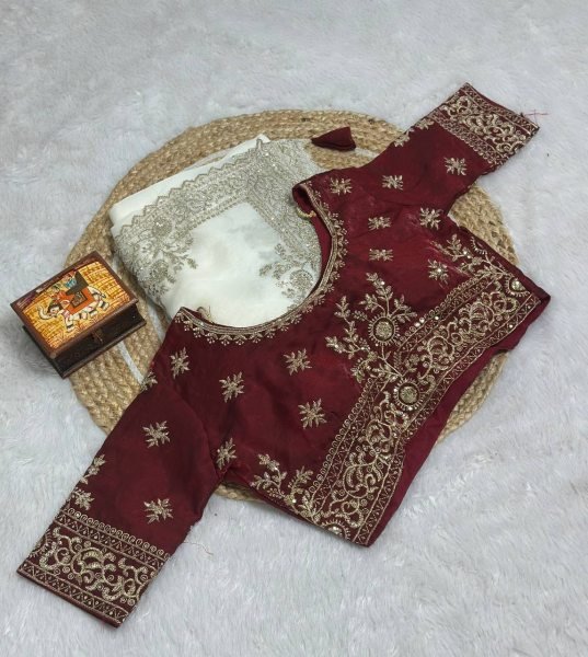 Vibrant White Women s Fandy Satin Saree with Heavy Sequins Work and Cutwork Border Embroidery Sarees Wholesale