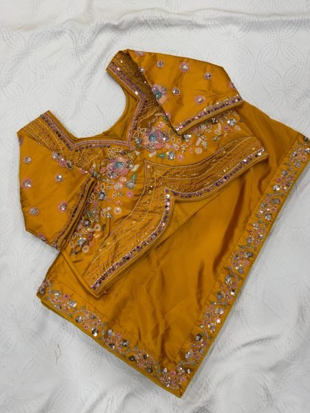 Vibrant Yellow Elegant Embroidered Saree with Heavy Designer Blouse for Wedding Silk Sarees Wholesale