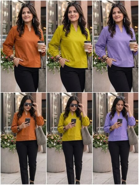 Vibrant Yellow Heavy Cotton Short Top with Jaipuri Print for Summer Wear Tunics kurti