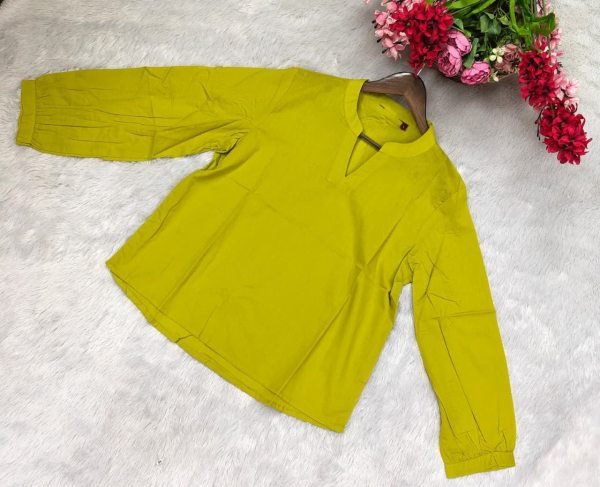 Vibrant Yellow Heavy Cotton Short Top with Jaipuri Print for Summer Wear Tunics kurti