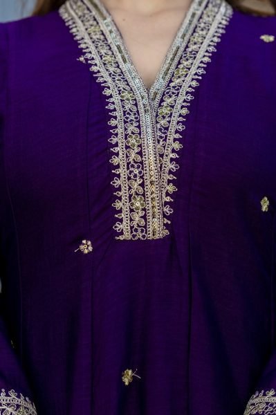 Vichitra Silk Purple Designer Anarkali Kurti Set Collection For Special Occasions  Anarkali Kurtis 