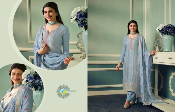 VINAY KASEESS AARZOO-2  Pure Viscous Jacquard With Embroidery Neck Work With Stone Work Suit Collection  Churidar Salwar Suits Wholesale