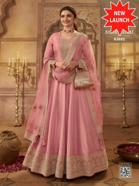 Vinay Noormahal Dola Silk with jari dori codding work Anarkali  Anarakali Gown Wholesale