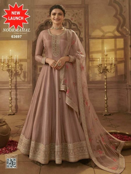 Vinay Noormahal Dola Silk with jari dori codding work Anarkali  Anarakali Gown Wholesale
