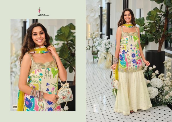 Vintage Cream Heavy Chinon Digital Print Kurti Palazzo Set with Diamond Net Dupatta Designer Plazzo Salwar Suits Wholesale