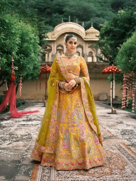 Vintage Cream Heavy Work Lehenga with Net Dupatta for Wedding Wear  Lehenga