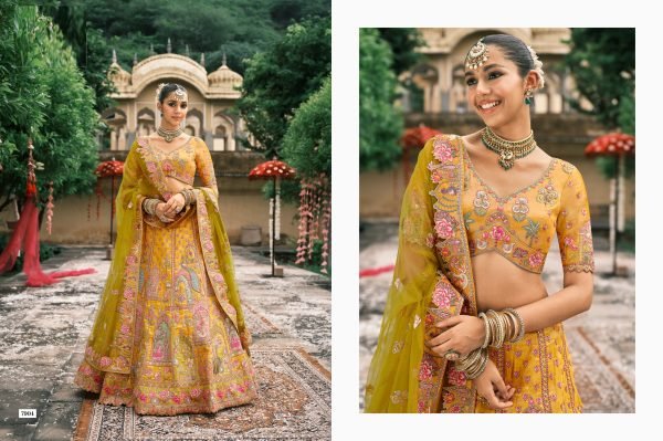 Rare Yellow Silk Lehenga with Cutwork Border for Special Occasions Bridal Lehenga Choli