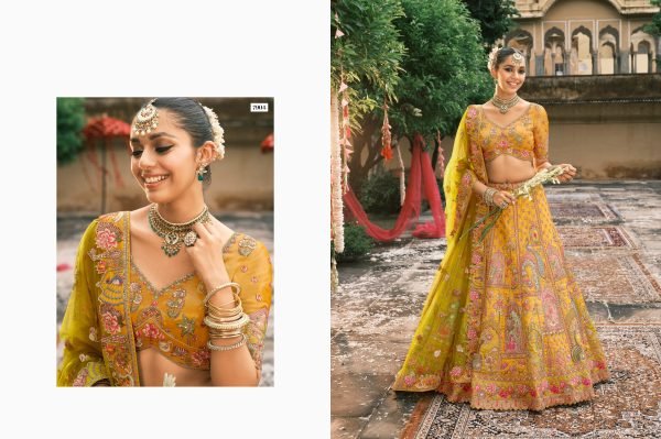 Rare Yellow Silk Lehenga with Cutwork Border for Special Occasions Bridal Lehenga Choli