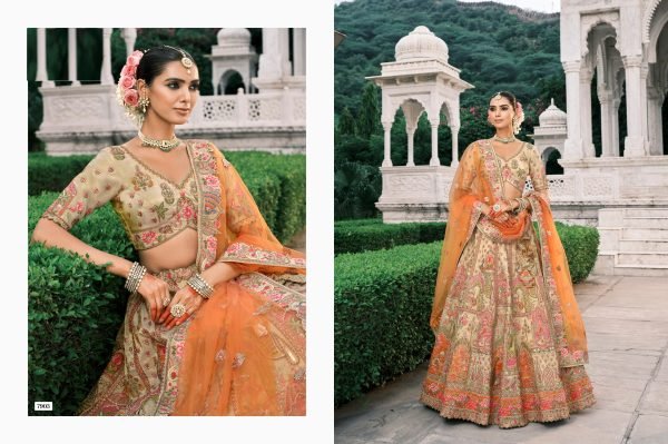 Vintage Cream Heavy Work Lehenga with Net Dupatta for Wedding Wear Bridal Lehenga Choli