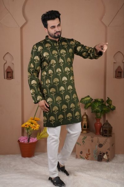 Vintage Green Wedding Special Mens Kurta Pajama with Heavy Embroidery Kurta Pajama Wholesale