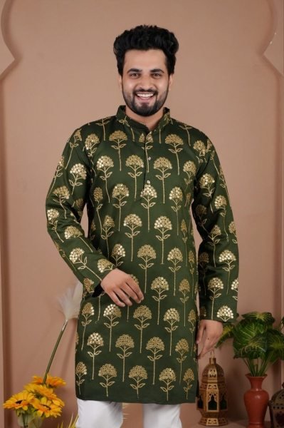 Vintage Green Wedding Special Mens Kurta Pajama with Heavy Embroidery Kurta Pajama Wholesale