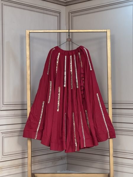 Vintage Maroon Stylish Full Stitched Rayon Lehenga with Multi Mirror Lace Work for Navrati Shop by Occasion