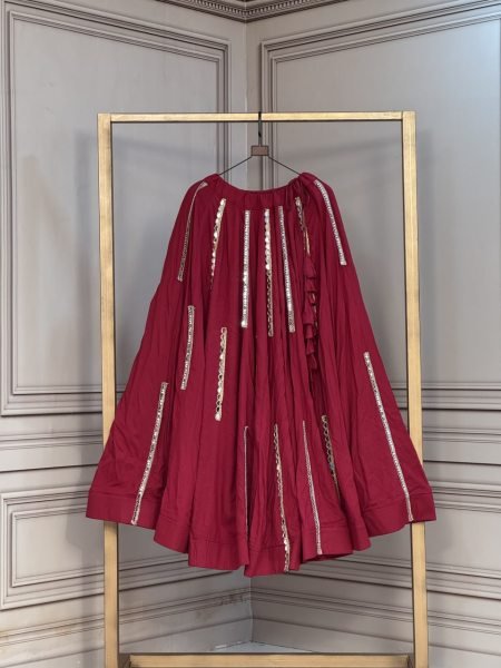 Vintage Maroon Stylish Full Stitched Rayon Lehenga with Multi Mirror Lace Work for Navrati Navratri Lehnega Choli