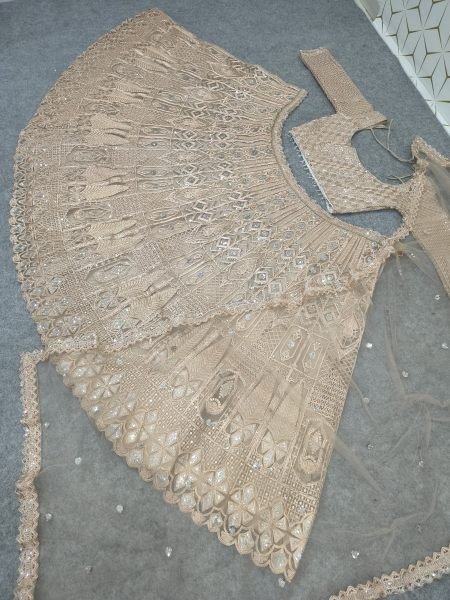 Vintage Peach Heavy Butterfly Net Lehenga with Zari Embroidery and Net Dupatta Designer Lehenga Choli
