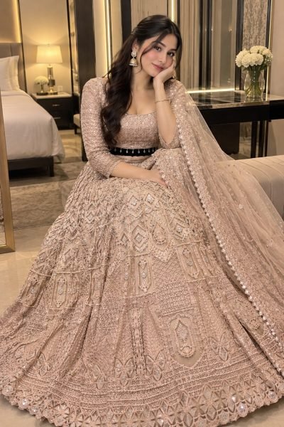 Vintage Peach Heavy Butterfly Net Lehenga with Zari Embroidery and Net Dupatta Designer Lehenga Choli