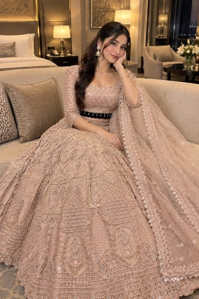 Vintage Peach Heavy Butterfly Net Lehenga with Zari Embroidery and Net Dupatta Designer Lehenga Choli