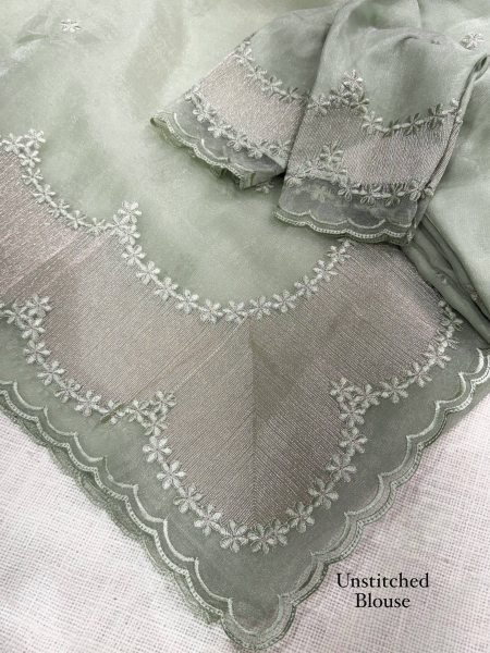 Vintage Pista Turkish Style Violin Silk Saree with Full Embroidery Work at Manufacturer Rate Silk Sarees Wholesale
