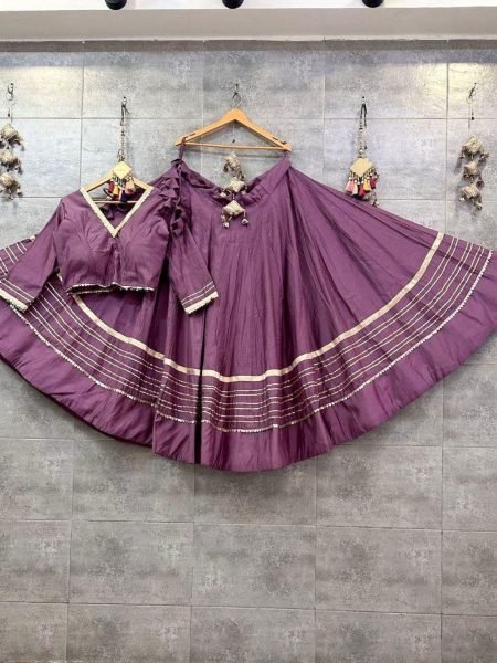 Vintage Purple Navratri Rayon Cotton Chaniya Choli with 6 Meter Flared Lehenga Shop by Occasion