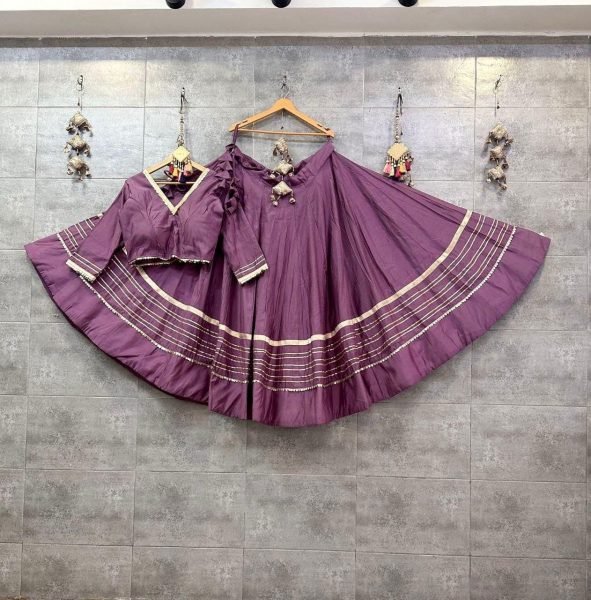 Vintage Purple Navratri Rayon Cotton Chaniya Choli with 6 Meter Flared Lehenga Navratri Lehnega Choli