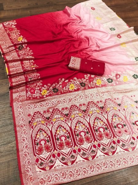 Vintage Red Royal Dual Colour Dolla Silk Saree with Rich Weaving for Traditional Functions Silk Sarees Wholesale