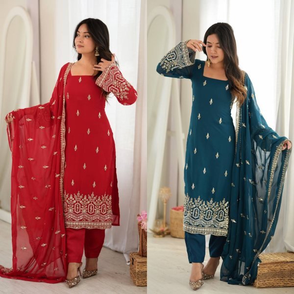 Vintage Teal Blue Heavy Faux Georgette Suit with Micro Pant at Wholesale Rate Ready To Wear Collection