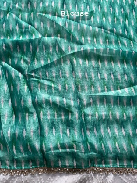 Vintage Turquoise Soft Space Silk Leheriya Print Saree with Bhungali Work for Wedding Silk Sarees Wholesale
