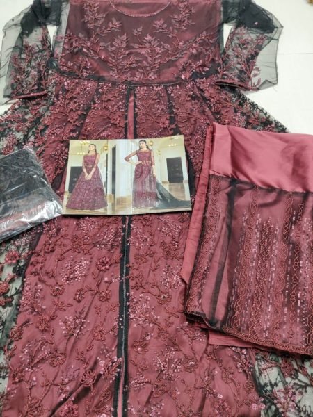 VIPUL PREMIUM HEAVY NET WORK SEMI STITCHED GOWN COLLECTION Anarakali Gown Wholesale