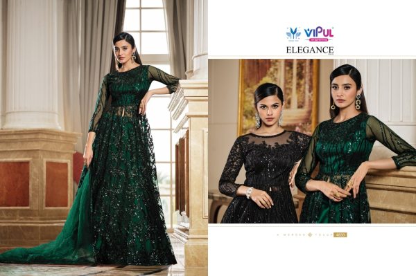 VIPUL PREMIUM HEAVY NET WORK SEMI STITCHED GOWN COLLECTION Anarakali Gown Wholesale