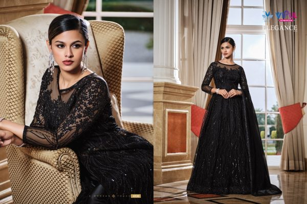 VIPUL PREMIUM HEAVY NET WORK SEMI STITCHED GOWN COLLECTION Anarakali Gown Wholesale