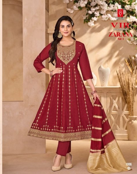 Vir Zarana Vol 1 Anarkali Kurti pant Dupatta Set catalog wholesale Dealer Full Set Kurti