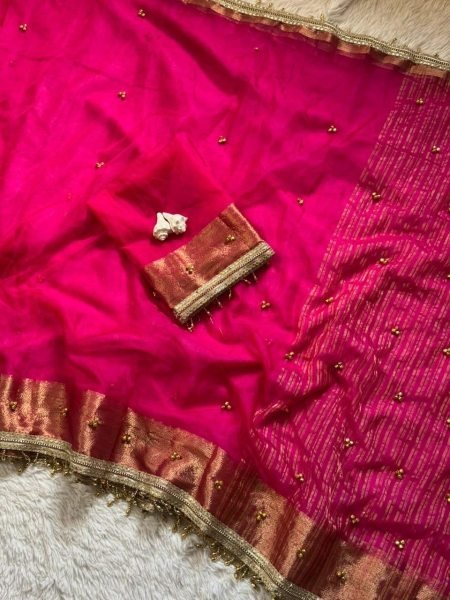 Viral Trending Pink Ghungroo Saree in Soft Tissue Silk For Festival Wear Silk Sarees Wholesale