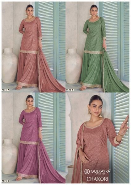 Vireluxe Green Chinon Embroidered Suit Set with Dupatta for Party Wear Designer Plazzo Salwar Suits Wholesale